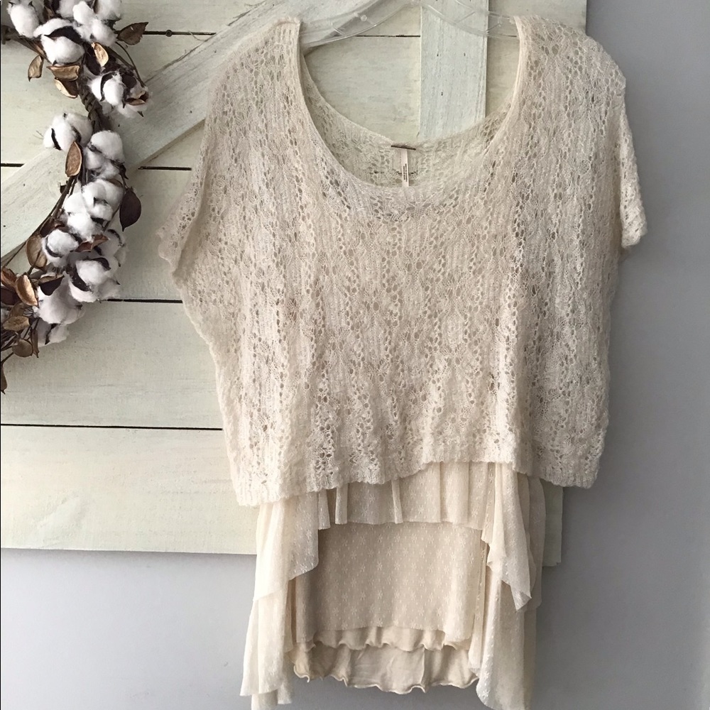 Free People Layered and lace top Sm P